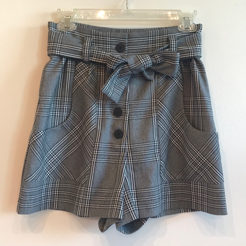 Maje high waisted plaid shorts